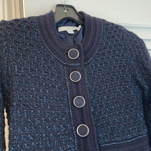Boden Metallic Knit Sweater Coat